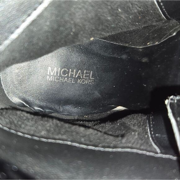 🐢 MICHAEL MICHAEL KORS Rosario Lace-up Bootie In Black Patent Leather 8.5 LN! - Picture 7 of 16